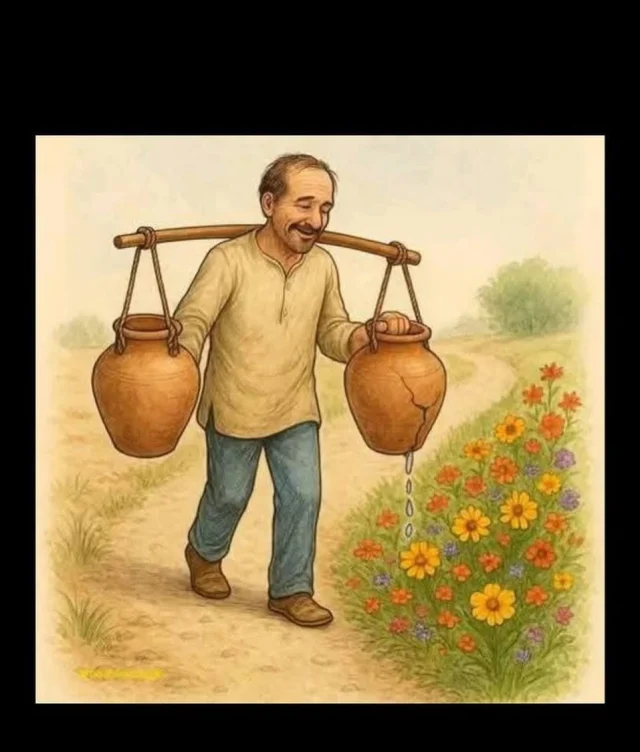 Connais-tu cette légende ? 🤔

« Le vieux pot fendu. 

Chaque jour, un homme transportait de l’eau avec deux grands pots accrochés aux extrémités d’une perche. L’un des pots était fissuré et arrivait toujours à moitié vide.

Le pot fissuré, honteux, s’excusa un jour :
— Je suis désolé. Je suis cassé. Je te fais perdre du temps et de l’eau. Je ne sers à rien…

L’homme sourit et répondit: 
— Tu vois ce sentier ? Il est plein de fleurs du côté où tu marches.
Pas l’autre.
C’est parce que j’ai semé des graines de ton côté…
Et chaque jour, sans le savoir, tu les as arrosées.

Morale : Ce que tu crois être une faiblesse est peut-être ce qui rend ton passage plus beau.
Même cassé, tu peux faire fleurir le monde. » ☀️